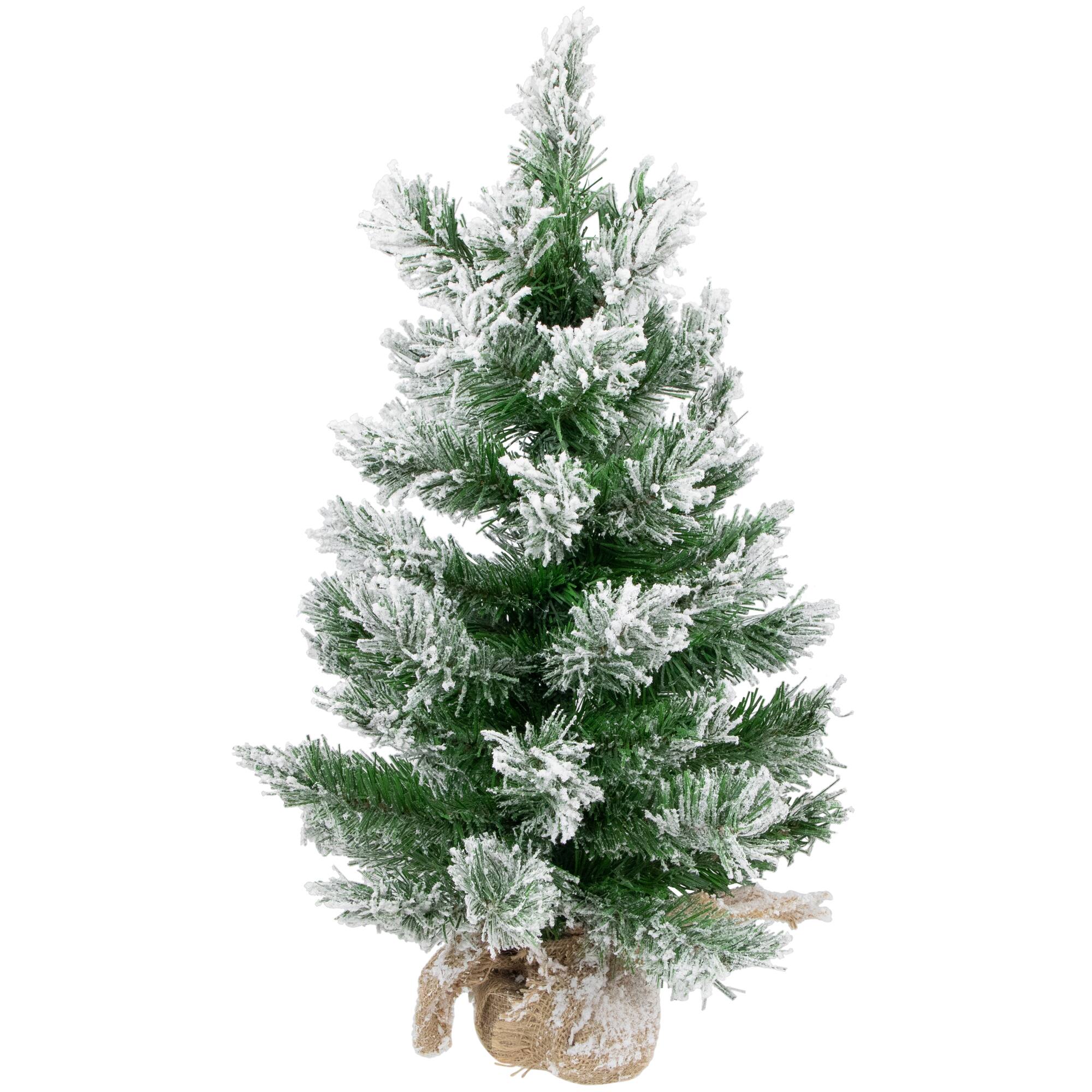 22" Unlit Flocked Pine Artificial Christmas Tree in Burlap Base
